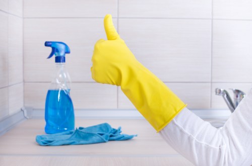 Wet floor and workspace safety precautions during cleaning